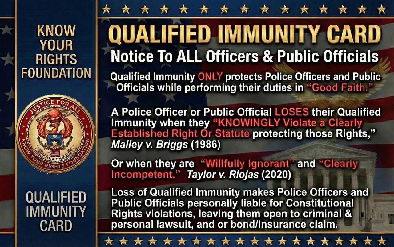 Qualified Immunity Card & Notice